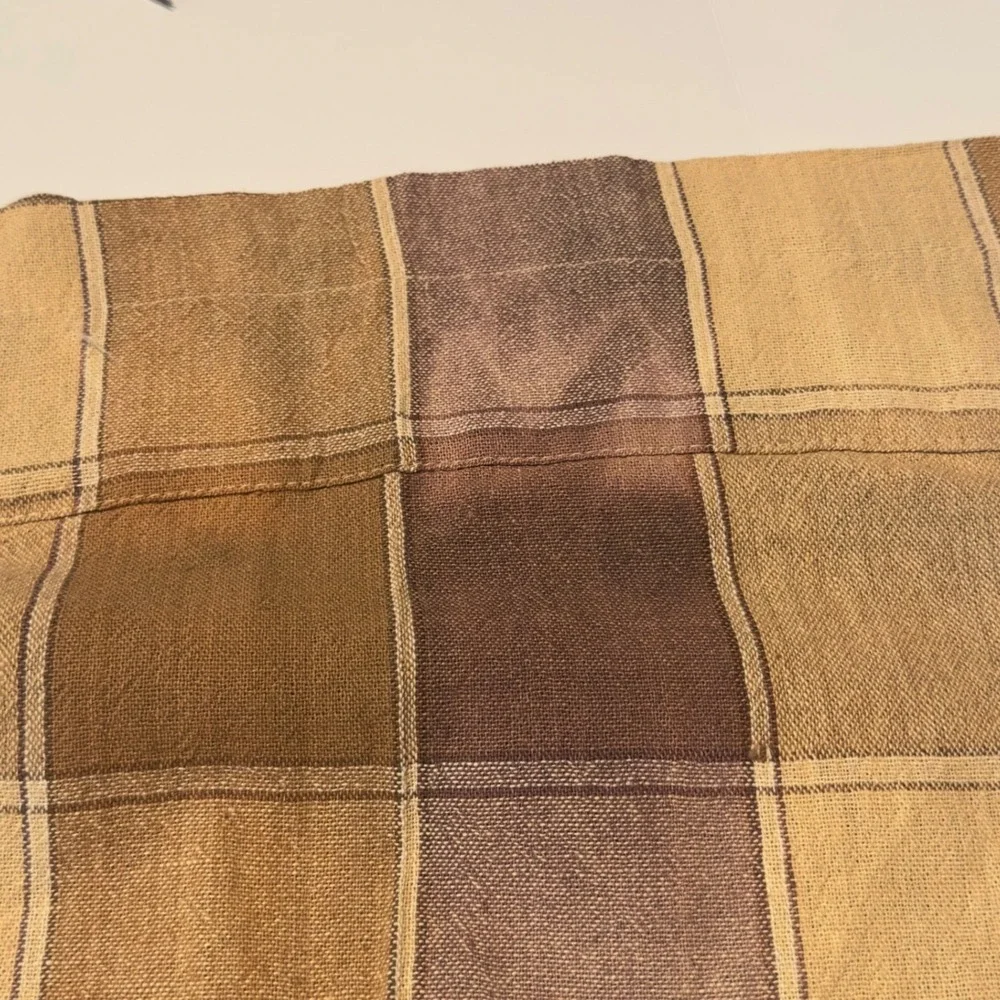 Lot of 3 Cotton Valances Brown Tan Plaid Farmhouse Rustic 62x13.5 Modern Country